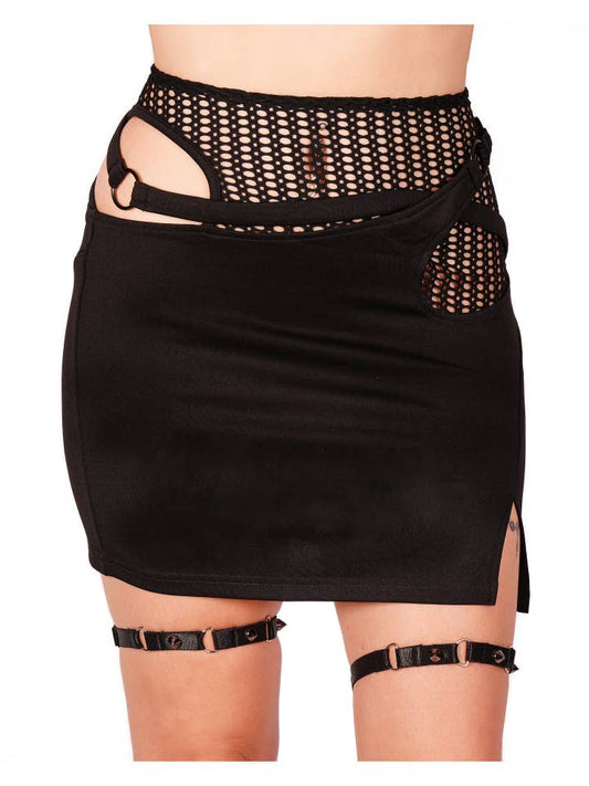 Fishnet cross mini skirt