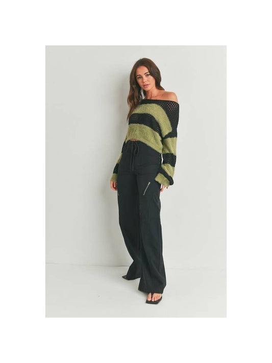 Drawstring wide leg pants